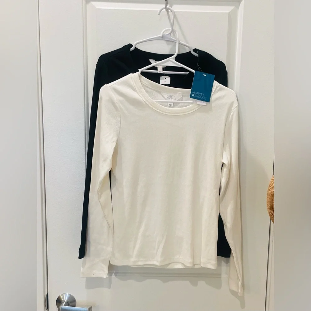 NEW…MARKET & SPRUCE 2 Pack Pearl Cotton Rib Long Sleeve Tee - Picture 5 of 5
